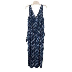 Gap Womens Blue Printed Wide Leg Jumpsuit L New Defect Sleeveless